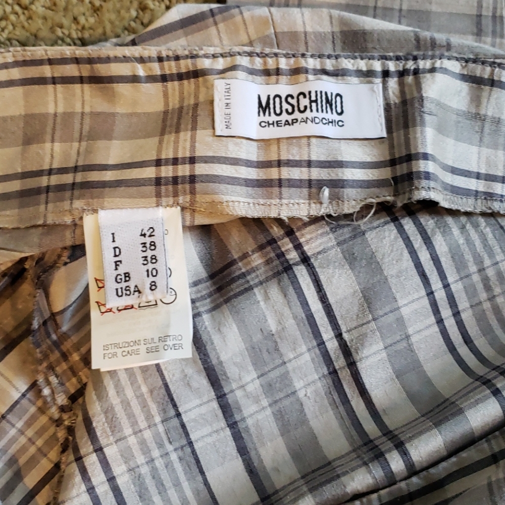 Moschino Cheap And Chic Gray Plaid Silk Pant Sz 8 - Picture 6 of 6